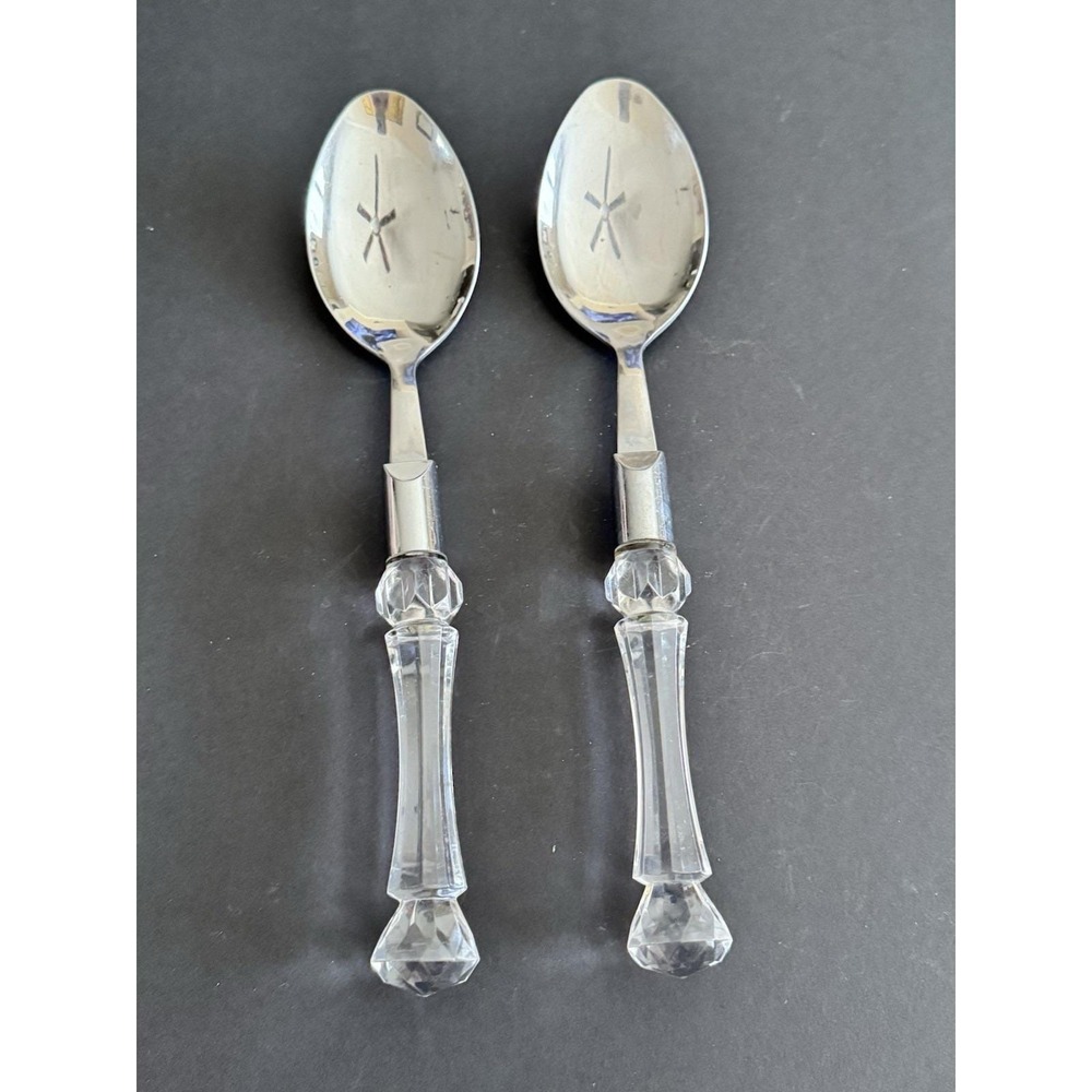 Bellamo 2 Piece Serving Utensil Set‎ Vintage Lucite Handles Stainless Spoon